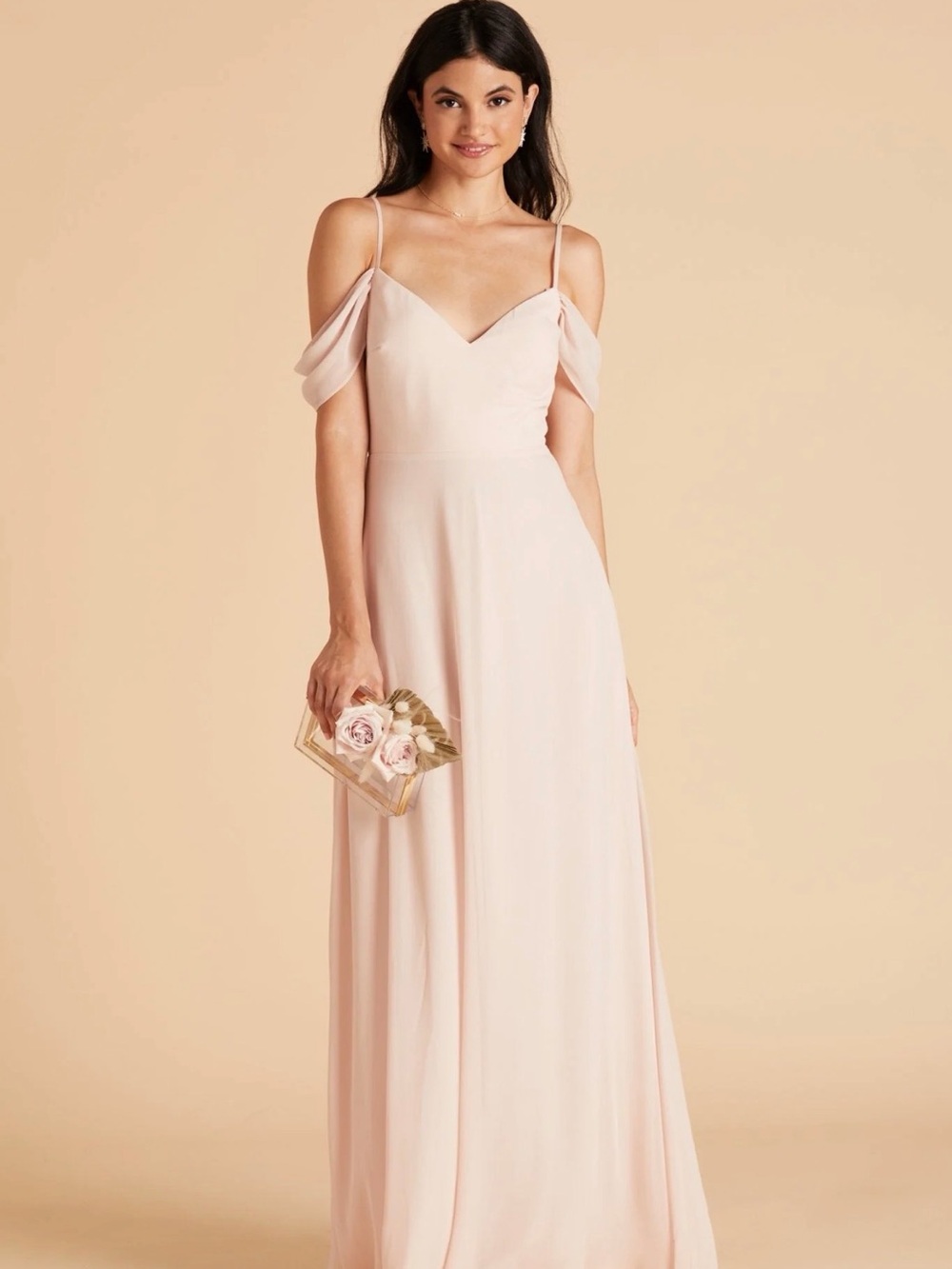 Birdy Grey Devin Dress Chiffon Pale Blush XS Bridesmaid Wedding Guest Romantic